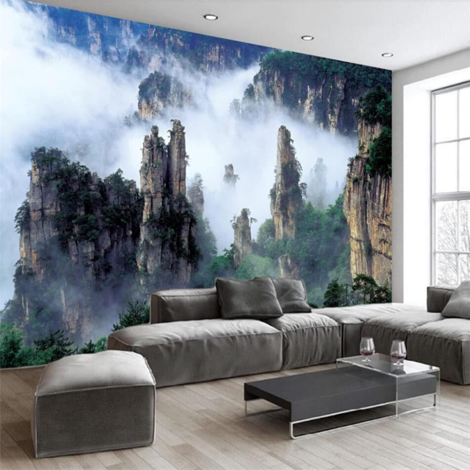 Romantic Rose Flower Wall Mural, Blooming Flowers 3D Large Wallpaper Peel and Stick Self-Adhesive Removable Wall Decor Stickers,for Living Room Bedroom TV Sofa Background,59" W x39.4 H