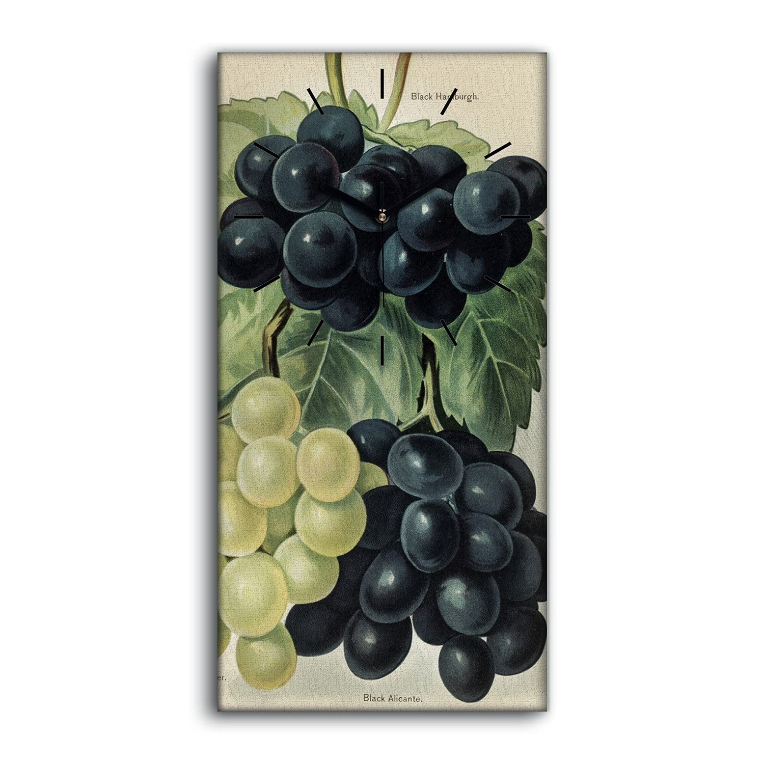 Horloge sur Toile Art Moderne Salon Tableau Lumineux Grapes 30x60cm Mains Noires