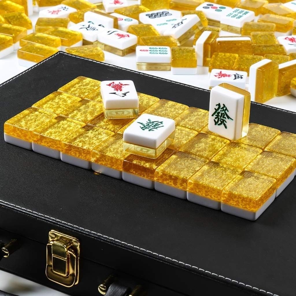 HIZLJJ Chinese Mahjong Set, Suitable For Family Gatherings Or collection Gifts
