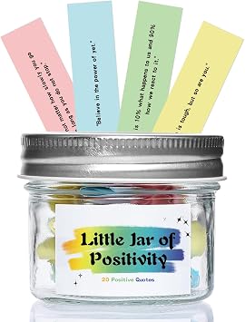 20 Positive Messages - Mini Jar of Positivity - Uplifting Affirmations, Self Care, Kindness, Joy, Motivational Messages Positive Jar Decorative Jar Colorful-Positive