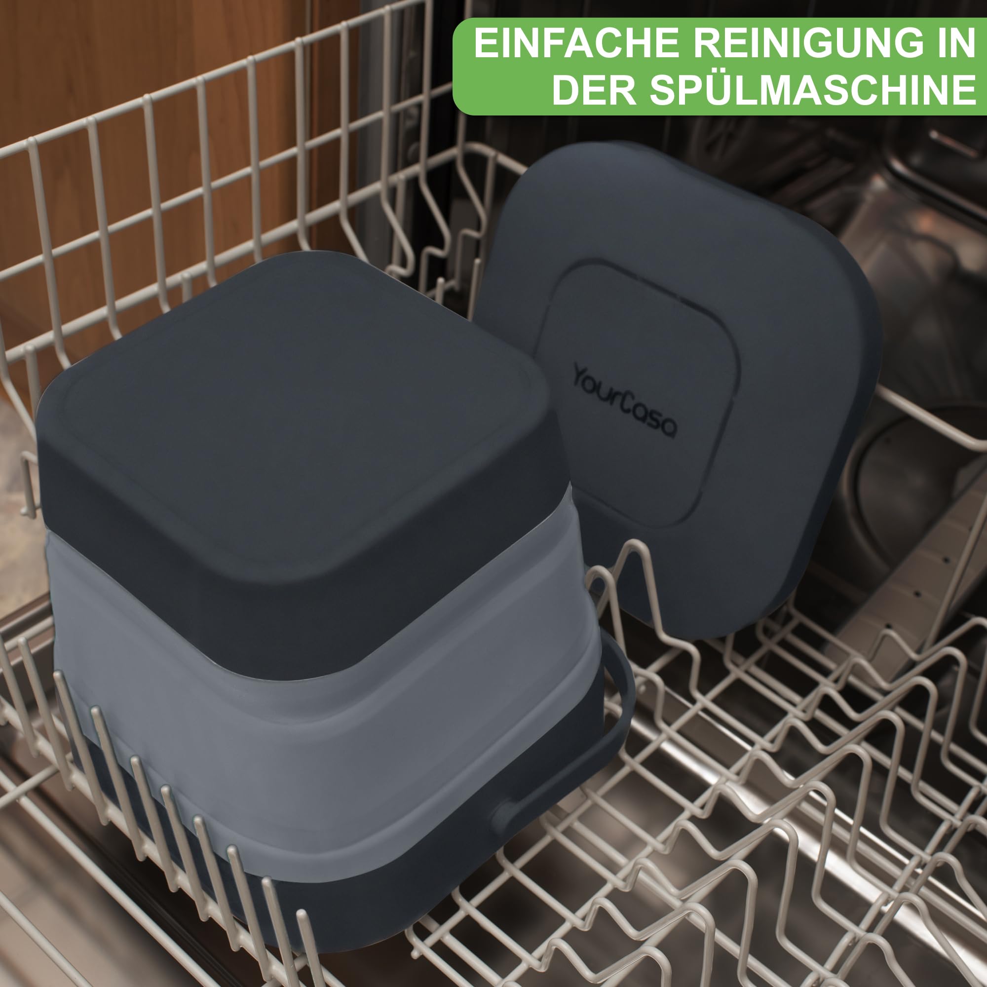 Bidone Compost Pieghevole YourCasa - 4L Per Rifiuti Organici, Lavabile E Inodore Con Filtro Carbone - Foto 4