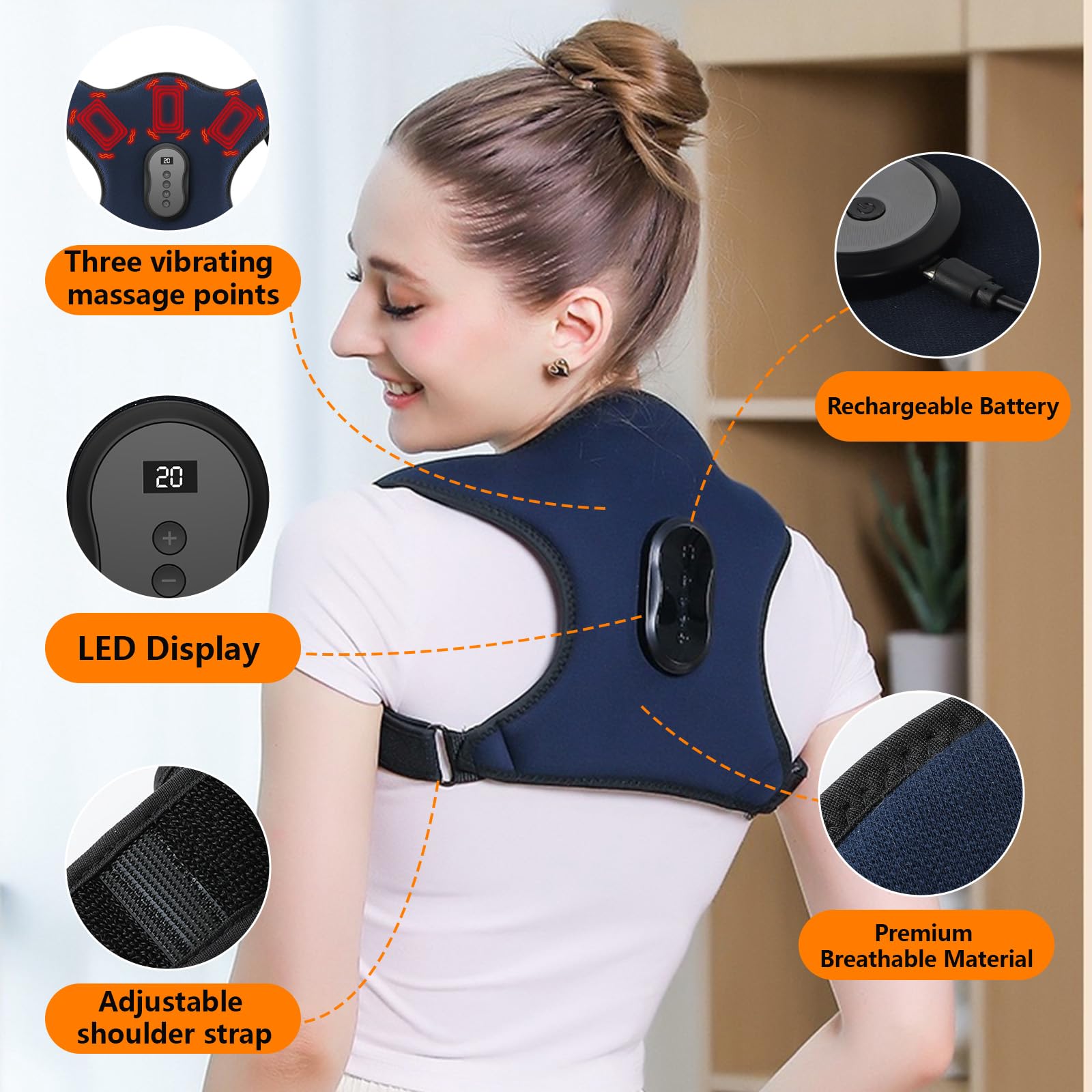 Rckenwrmer Herren Rcken Geradehalter Mit Massage & Wrme -  Haltungskorrektur Fr Mnner Vibrations Haltungstrainer
