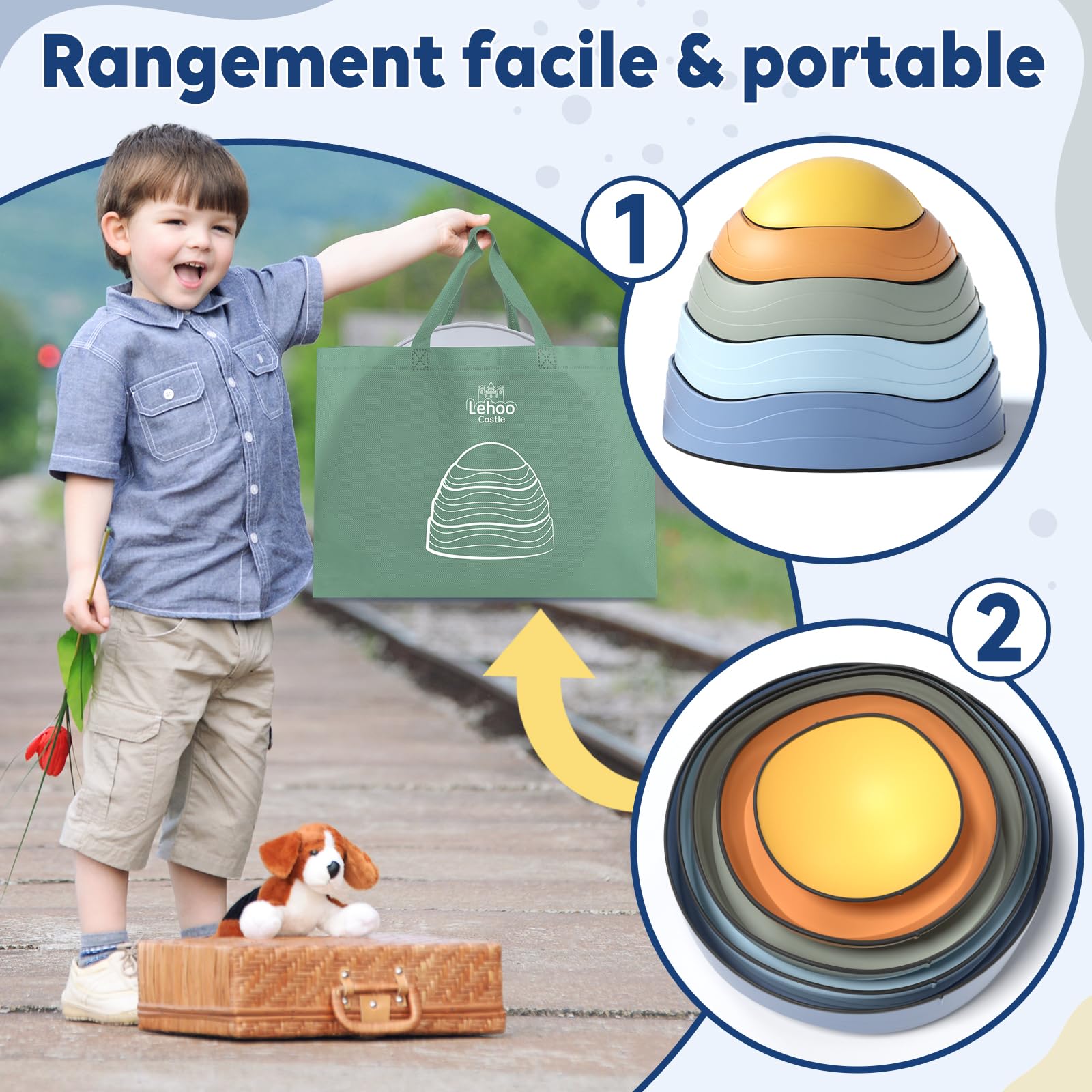 Lehoo Castle Pierres d'Équilibre pour Enfants, 6 Pierres Durables Antidérapantes Favorisant l'Équilibre et Les Compétences Motrices chez Les Enfants