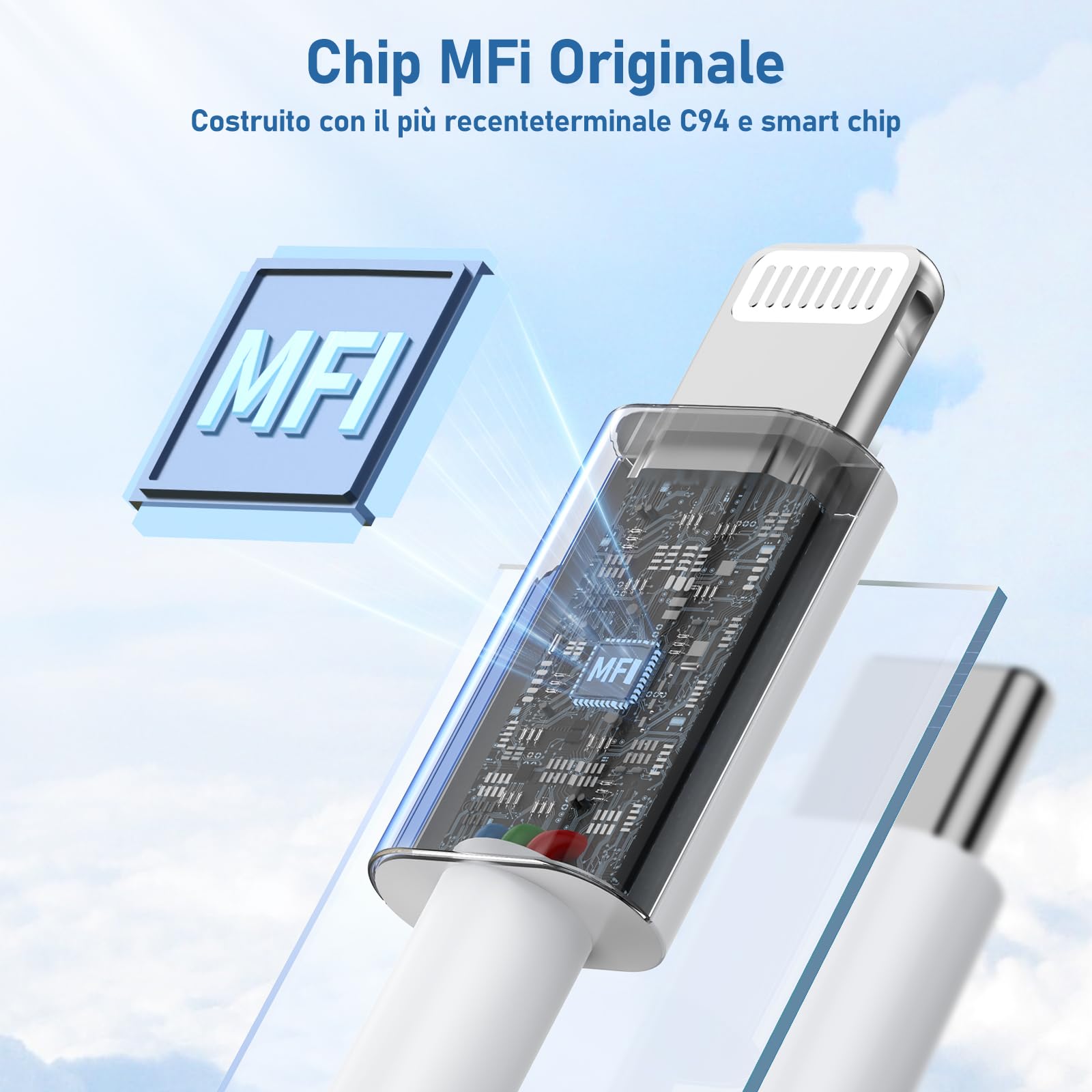 QZIIW Caricatore Per iPhone, adattatore veloce del caricabatterie 20W PD USB C Wall con 1M e 2M di tipo C per fulmine via cavo Lightning compatibile per iPhone 14 13 12 11 Pro Max XR XS X,iPad