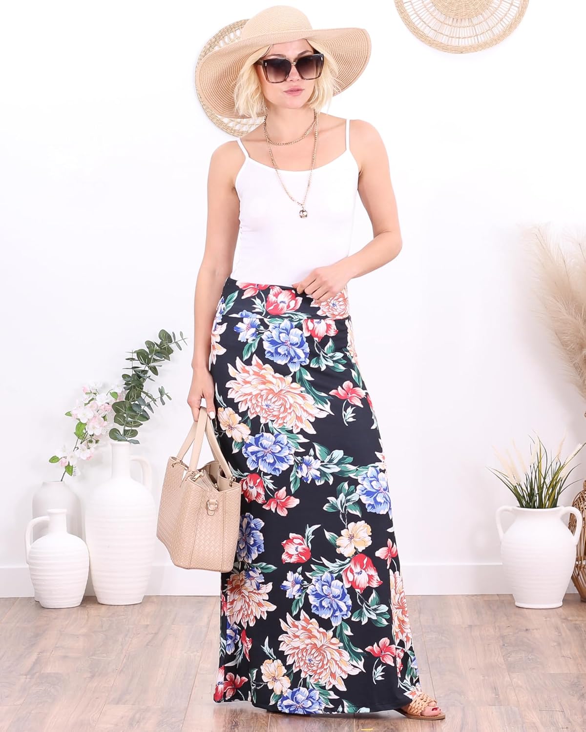 Popana Long maxi skirts for women – High Waisted Flowy Long Skirt for Women, Casual A-Line Plus Size Maxi Skirt - Image 5