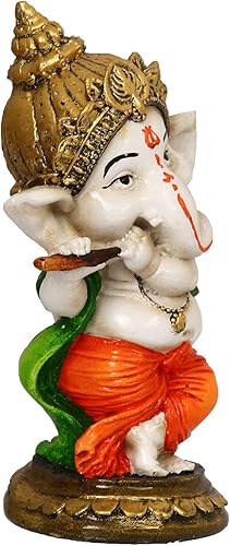 Miniatura 5 de Estatua decorativa hecha a mano de poliresina de Lord Ganesha, ídolo, juego de flauta, ideal para el hogar, decoración de oficina y regalo en