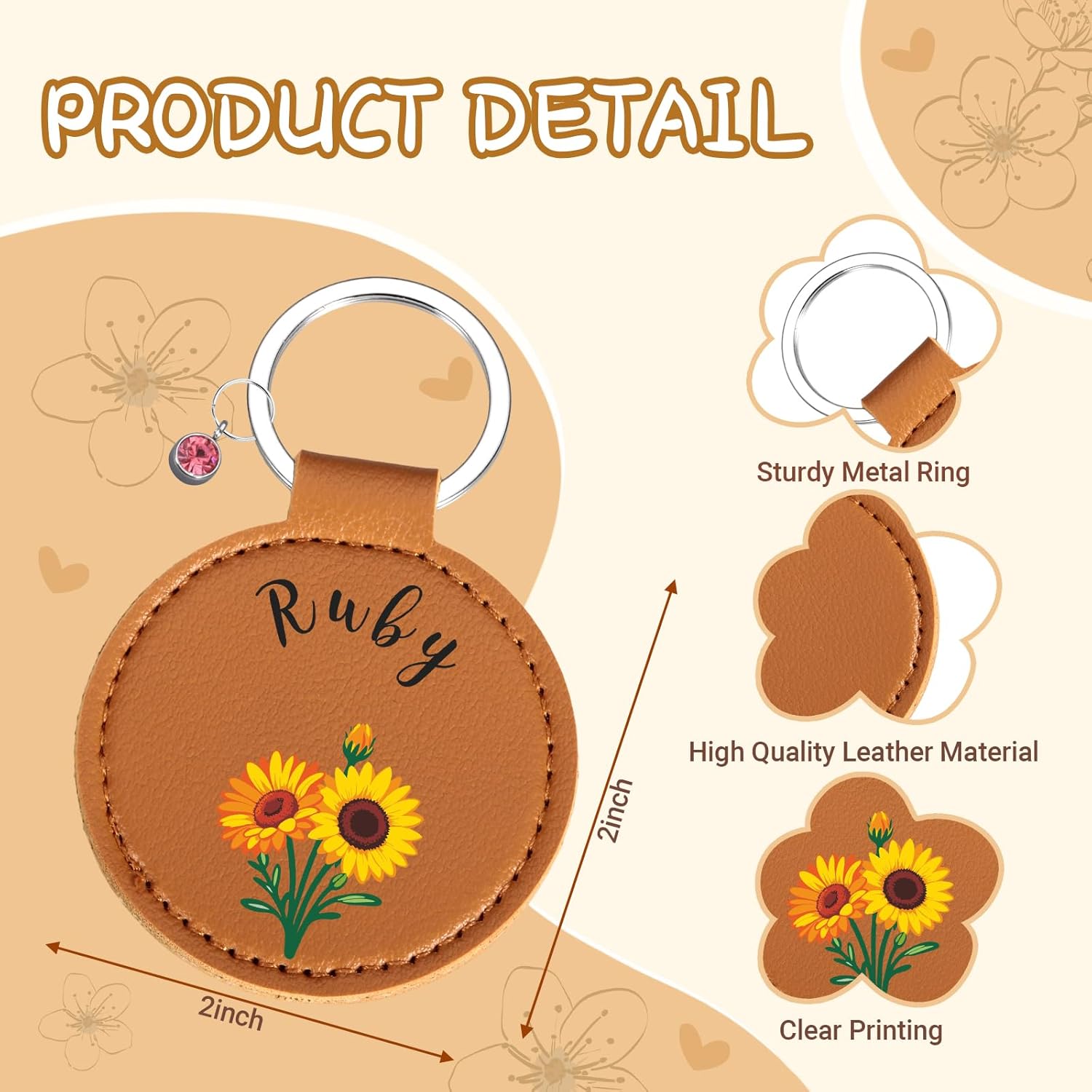 Personalized Birth Flower Keychain Gifts for Women Birthday Gift for Girls Her Daughter Custom Birthstone Gift Christmas - Image 5