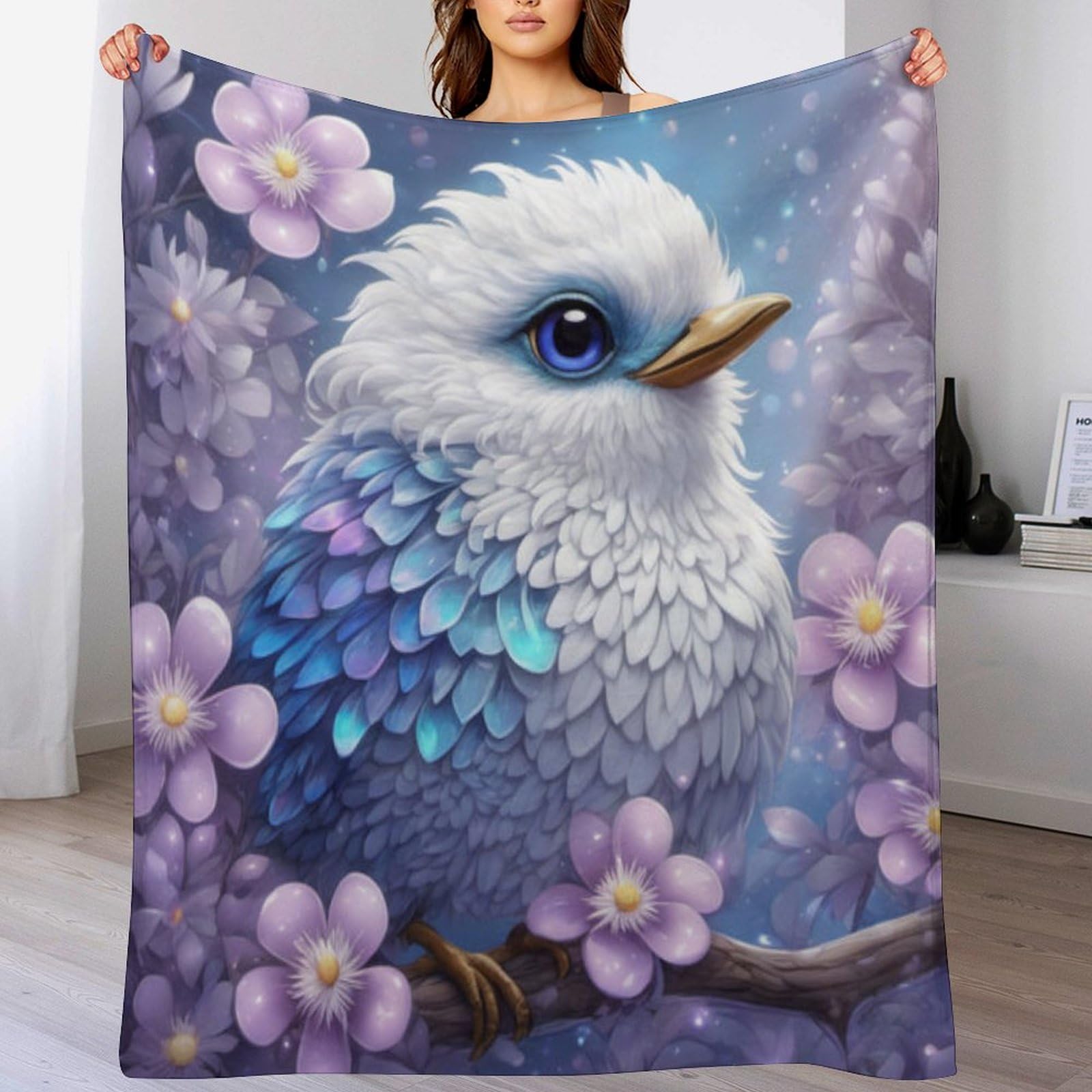 Couverture oiseau en flannel moelleuse douce au toucher et chaude