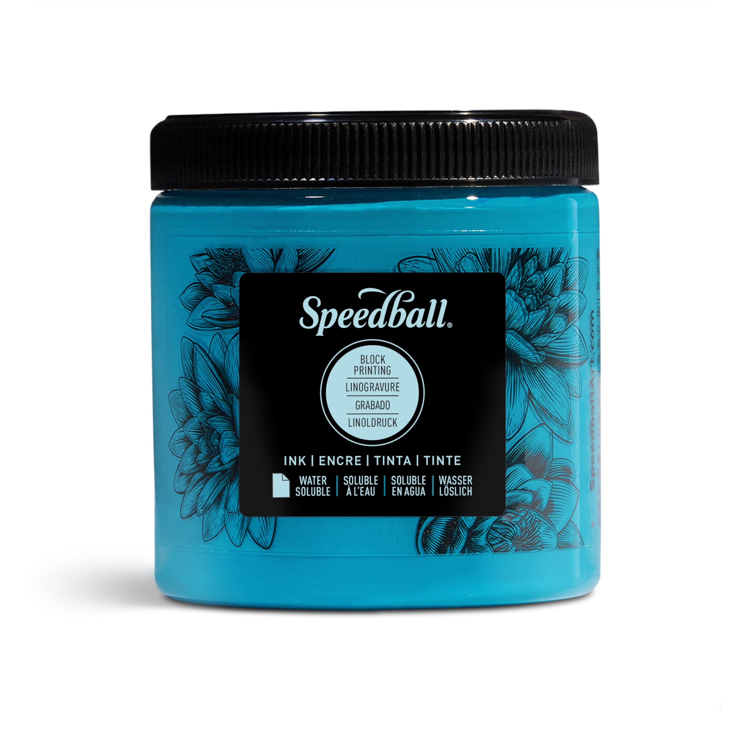 Speedball 3809 Water Soluble Block Printing Ink – Bold Color With Satin Finish AP Non-toxic 8 Fl. Oz., Turquoise