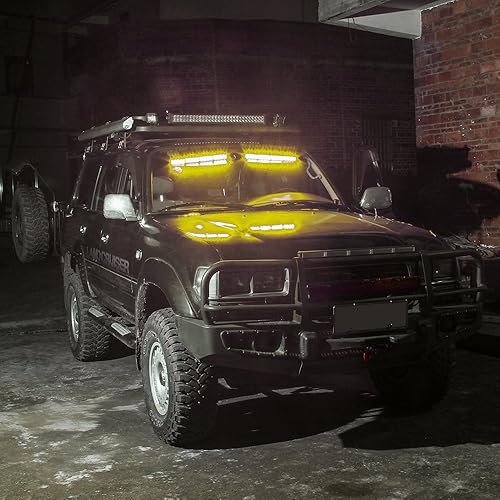 Miniatura 2 de Baliza con visera LED de 32W, luz estroboscópica de emergencia para parabrisas, lámpara de tablero con plataforma con montaje separado, Ambar