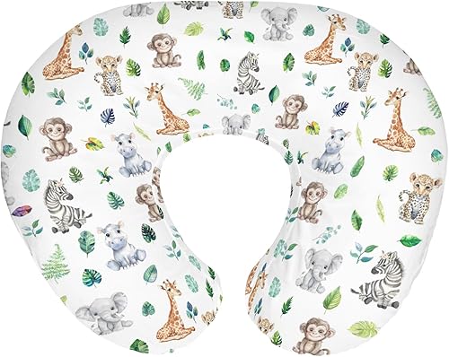 Miniatura 11 de Fundas de almohada de lactancia de animales del bosque gris para niños, ciervos, osos, caballos, zorros, montañas, fundas de lactancia