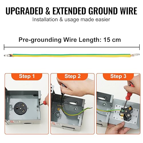 Miniatura 6 de VEVOR Caja de toma de corriente para RV de 30 amperios, 125250 voltios, caja de receptáculo para RV exterior cerrada con cerradura, NEMA TT-30R,