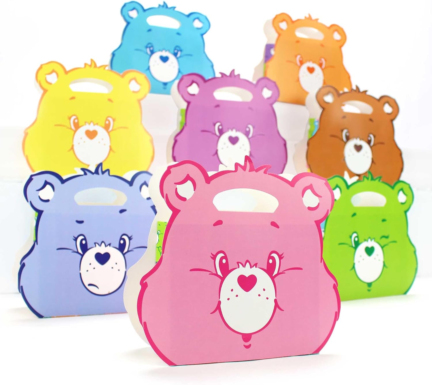 Care Bears Themed Party Favor Boxes (Set of 8)- Perfect for Birthdays, Baby Showers, Kids' Parties - Gift Boxes, Goody Bags, Treat Containers with Handles