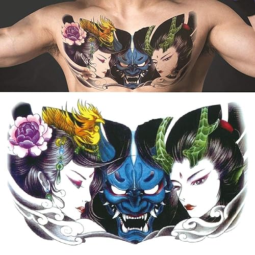Miniatura 4 de Glaryyears Tatuajes de dragón para hombres, calcomanías de tatuaje temporales realistas falsas con boceto creativo de larga duración, paquete de 5