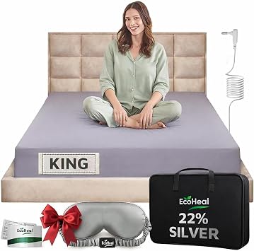 Grounding Sheets King 74% Organic Cotton 22% Silver 4% Silk Fitted Size Bed Sheet - Grounded Earth Deep Pocket - Well Bedding for Better Sleep Gray, King