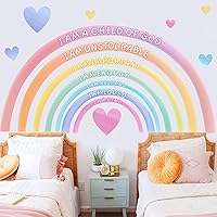 Vista 11 de Calcomanías de pared de acuarela arcoíris para despegar y pegar, eres calcomanías de paredes inspiradoras para guardería, decoración de pared