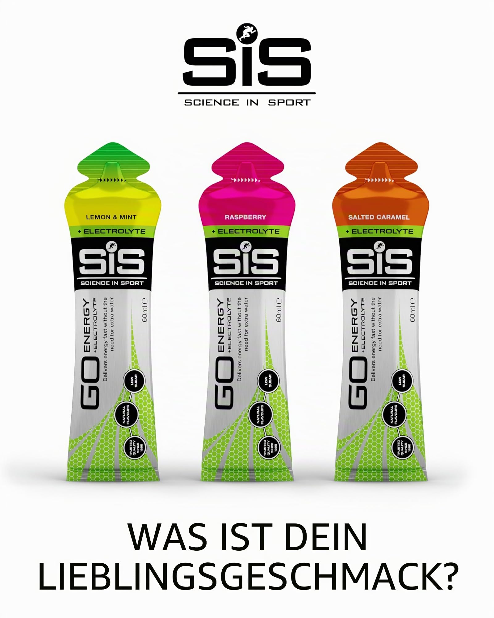 Science in Sport GO Energy Gel + Elektrolyte Gel 30 x 60ml Zitrone und Minze, Vegan - Ideal für Energiezufuhr und den Ausgleich des Elektrolyte-Haushalts