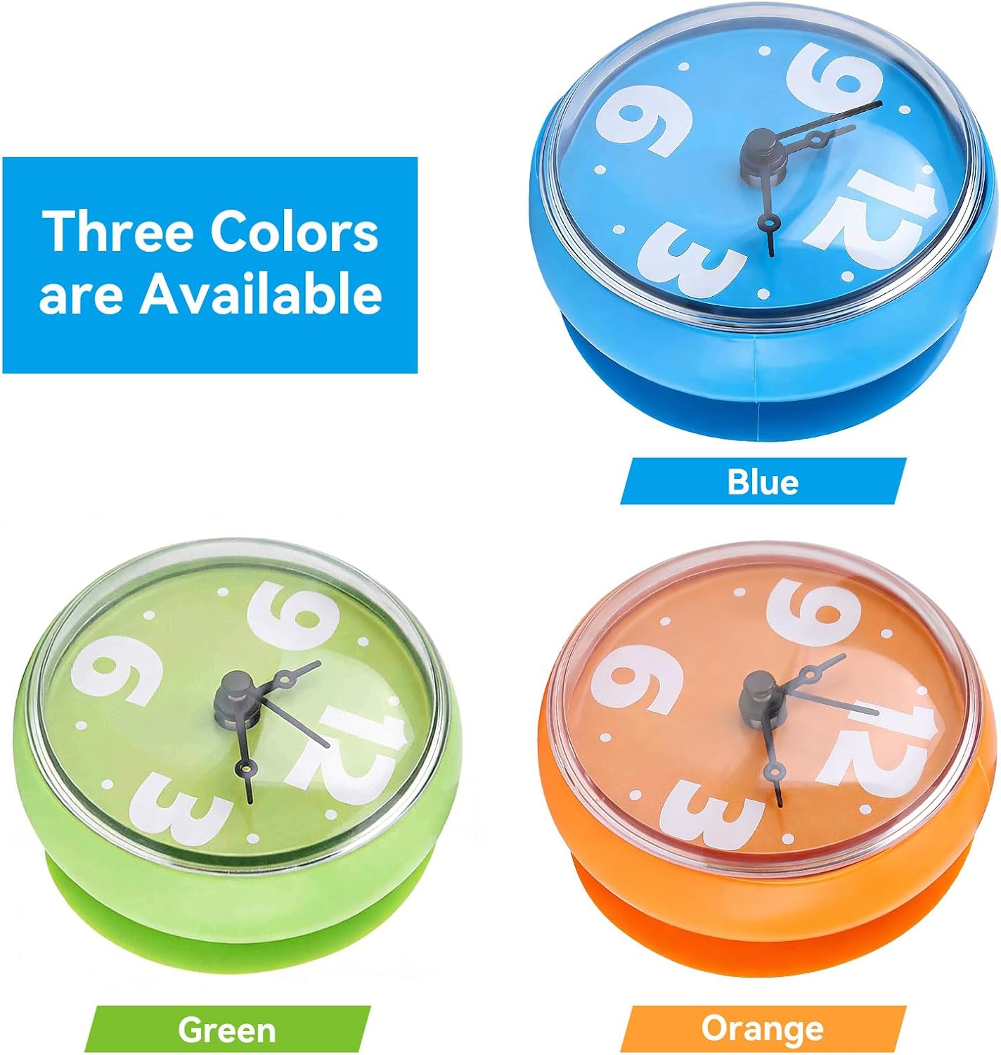 Waterproof Bathroom Clock with Large Suction Cup, Small Digital Shower Clock, Battery Operated Wall Clock for Toilet, Kitchen, Bedroom, 2.8 * 1.6" (Blue)