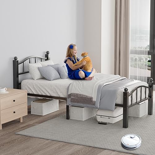 Miniatura 5 de Marco de Cama Twin XL, Diseño Sin Ruido y Almacenamiento Debajo de la Cama, Marcos de Cama de Metal Resistente con Cabecero, No Necesita