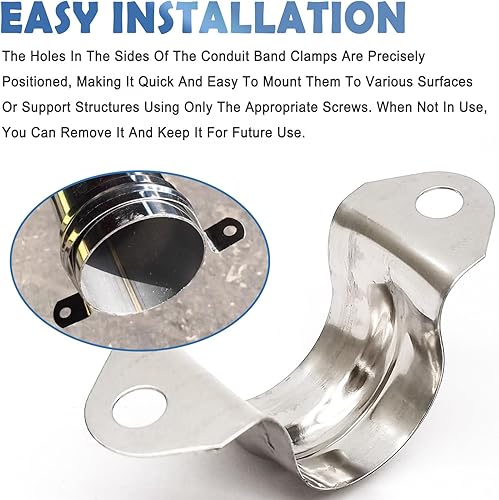 Miniatura 4 de Abrazadera de correa de tubo rígido de 12 pulgada, correa de dos agujeros, clip de tubo de soporte en U, soporte de sujeción de tubo de acero