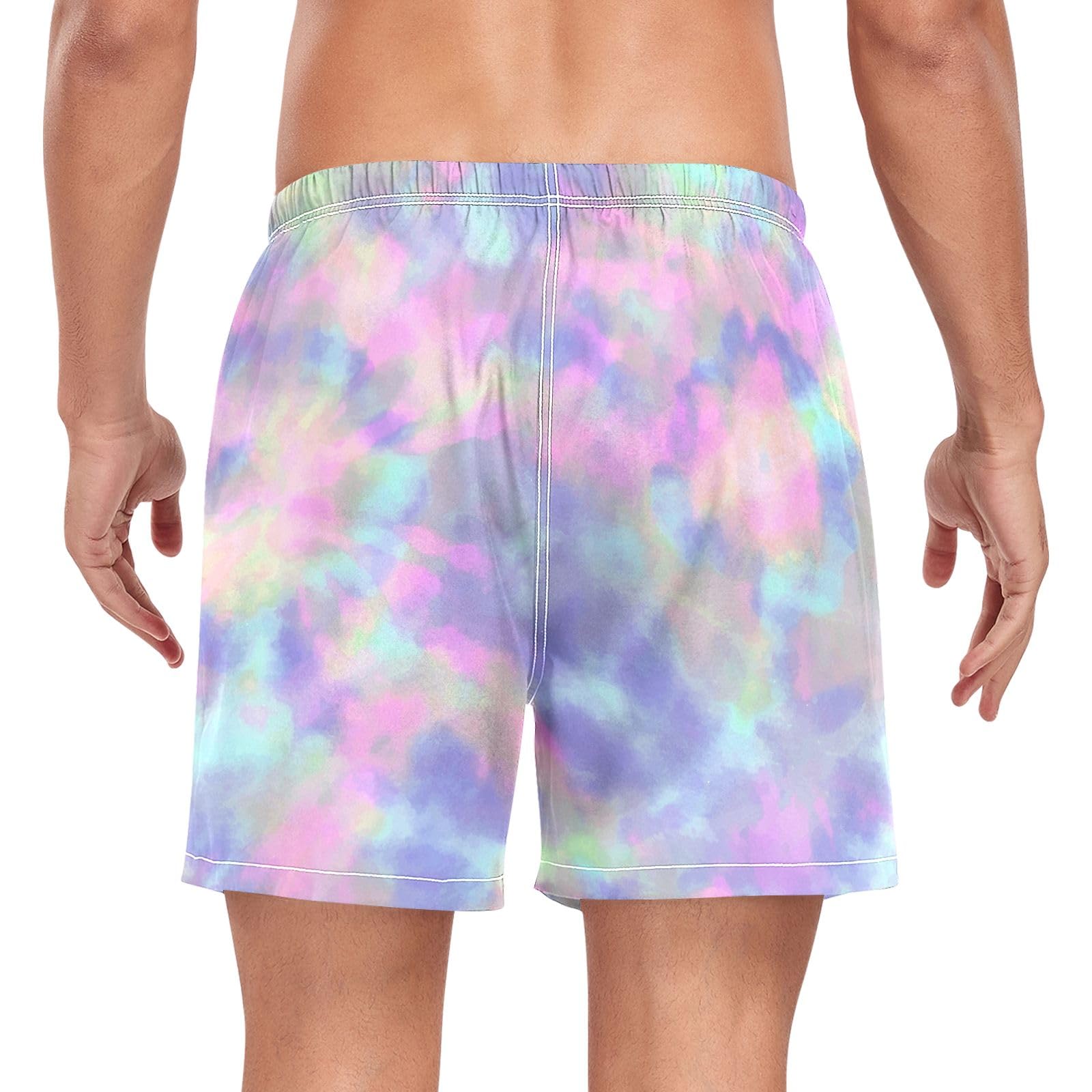 Bolaz Bathing Suits Athletic Shorts with Pockets Swimsuit Swimwear for Men Tie Dye Pastel Rainbow