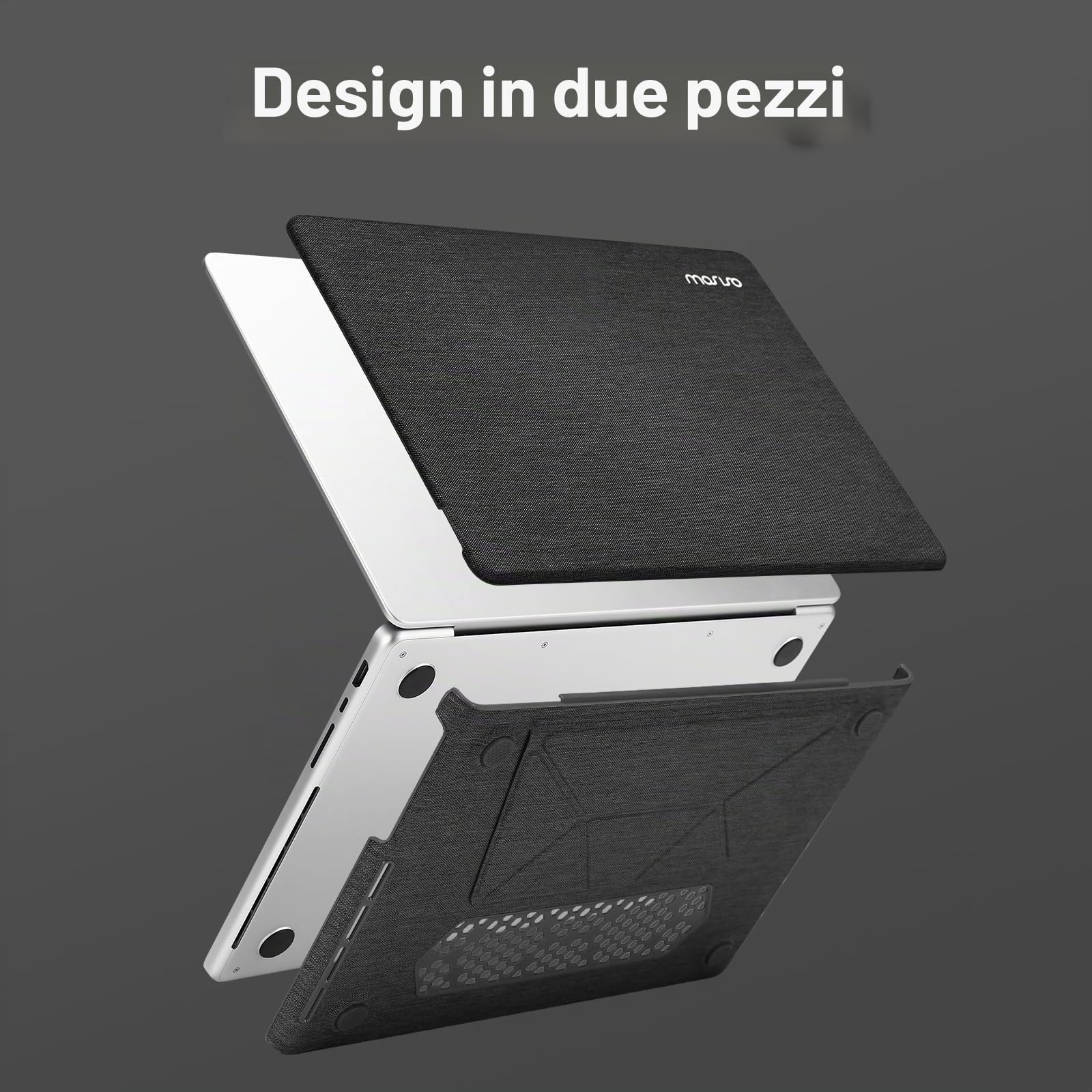 MOSISO Custodia Compatibile con MacBook Pro 14 Cover M5 M4 M3 M2 M1 2026 | Tessuto Maglia Rivestito Staffa Piega Case per MacBook Pro 14,2 pollici Pro/Max 2025 2024 2023 2022 2021 A3427, Nero