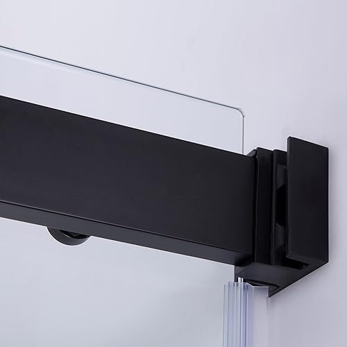 Miniatura 4 de Puerta corrediza de cristal para bañera, 56-60 pulgadas de ancho x 58 pulgadas de alto, sin marco, para baño, vidrio templado transparente de 516