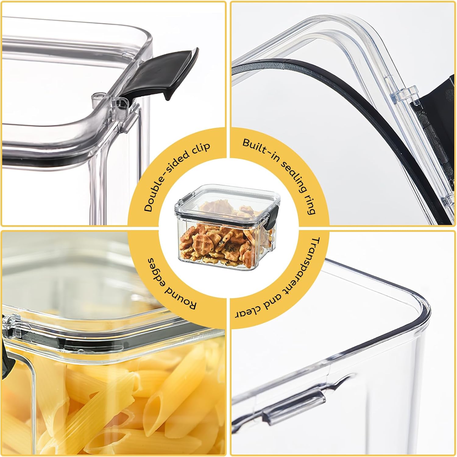 1 pacote de recipientes herméticos de armazenamento de alimentos, sem BPA, recipientes de armazenamento de alimentos de cozinha para açúcar, especiarias, feijão e suprimentos de panificação 1 pacote de recipientes herméticos de armazenamento de alimentos, sem BPA, recipientes de armazenamento de alimentos de cozinha para açúcar, especiarias, feijão e suprimentos de panificação