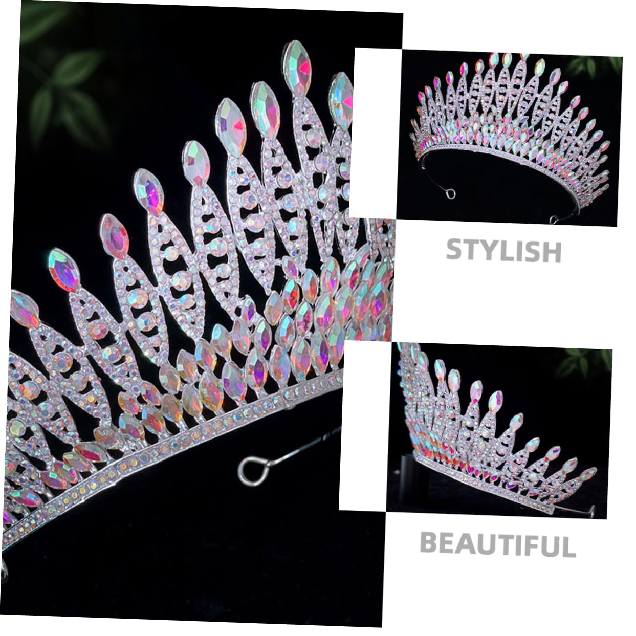 Corona per Capelli con Pietre Decorative, Cerchietto da Sposa | Lega di Zinco, Design Leggero e Confortevole, per Compleanni e Altre Occasioni