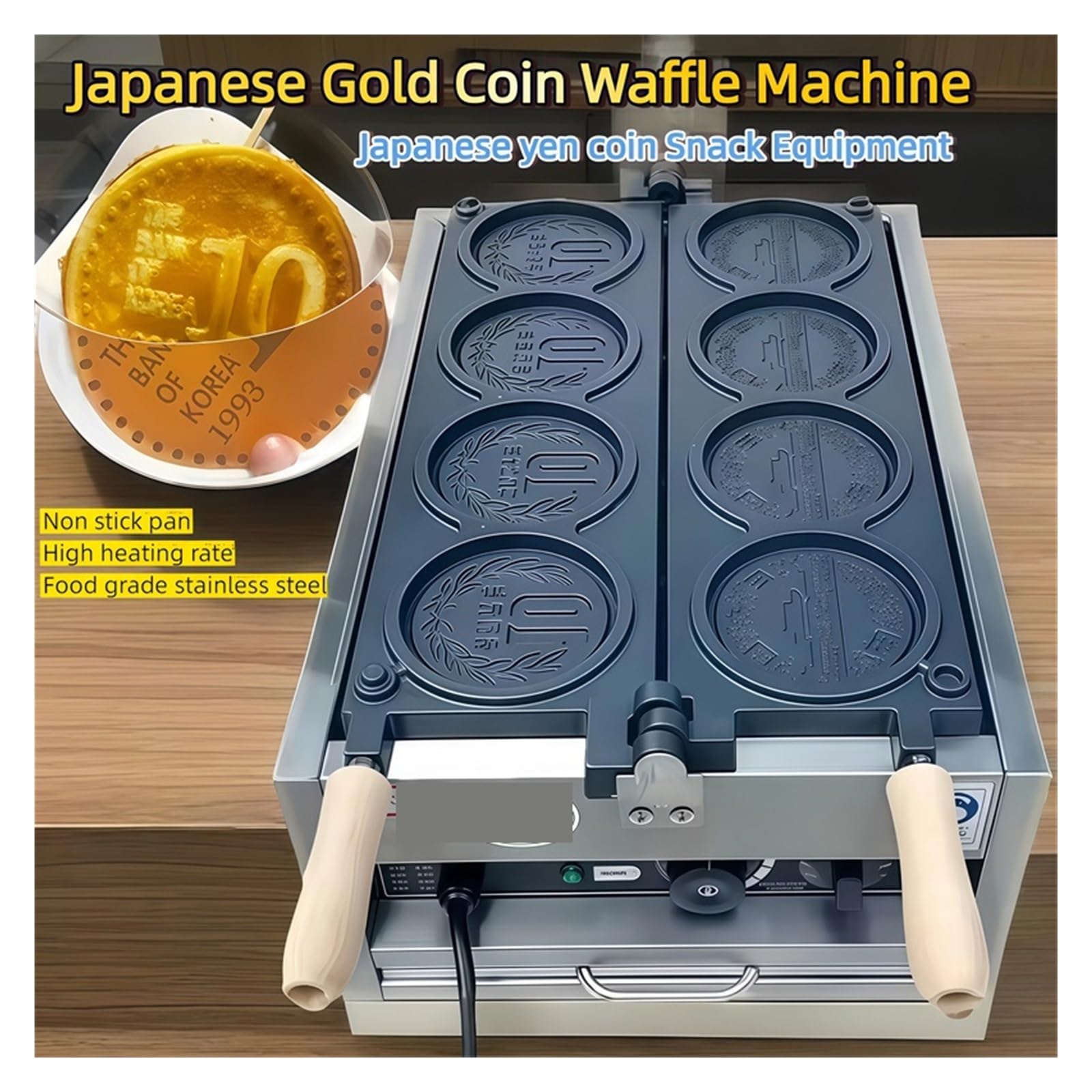 Gofrownica Gold Coin Elektryczny Sprzęt Do Przekąsek Jajko Puff Maker Ciasto Komercyjne 3000W Nieprzywierające Jednolita Dystrybucja CiepłA