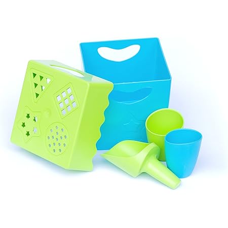 Ocean-Safe Beach Toys - Made from Plant Not Petroleum - Will be Eaten by microbes Over time, Leaving no microplastics in Ocean Made in USA -Turquoise/Lime