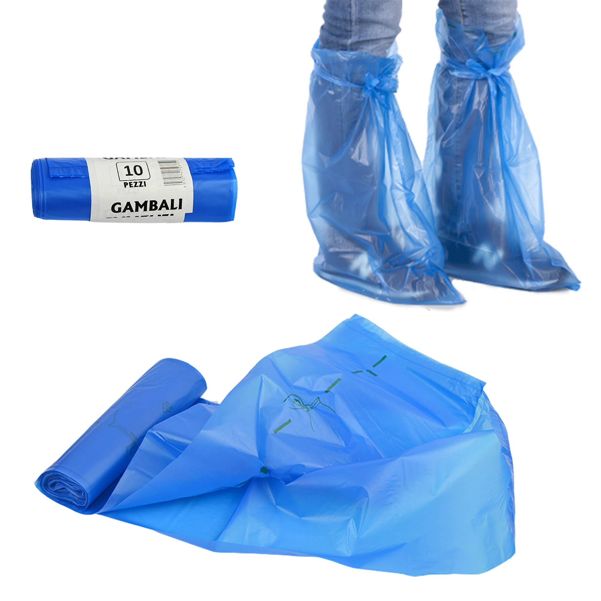 IMBALLAGGI ALIMENTARI PZ 50 Gambali HDPE 41 X 64 + Laccio Colore Azzurro MONOUSO da Utilizzare in Diversi Ambienti