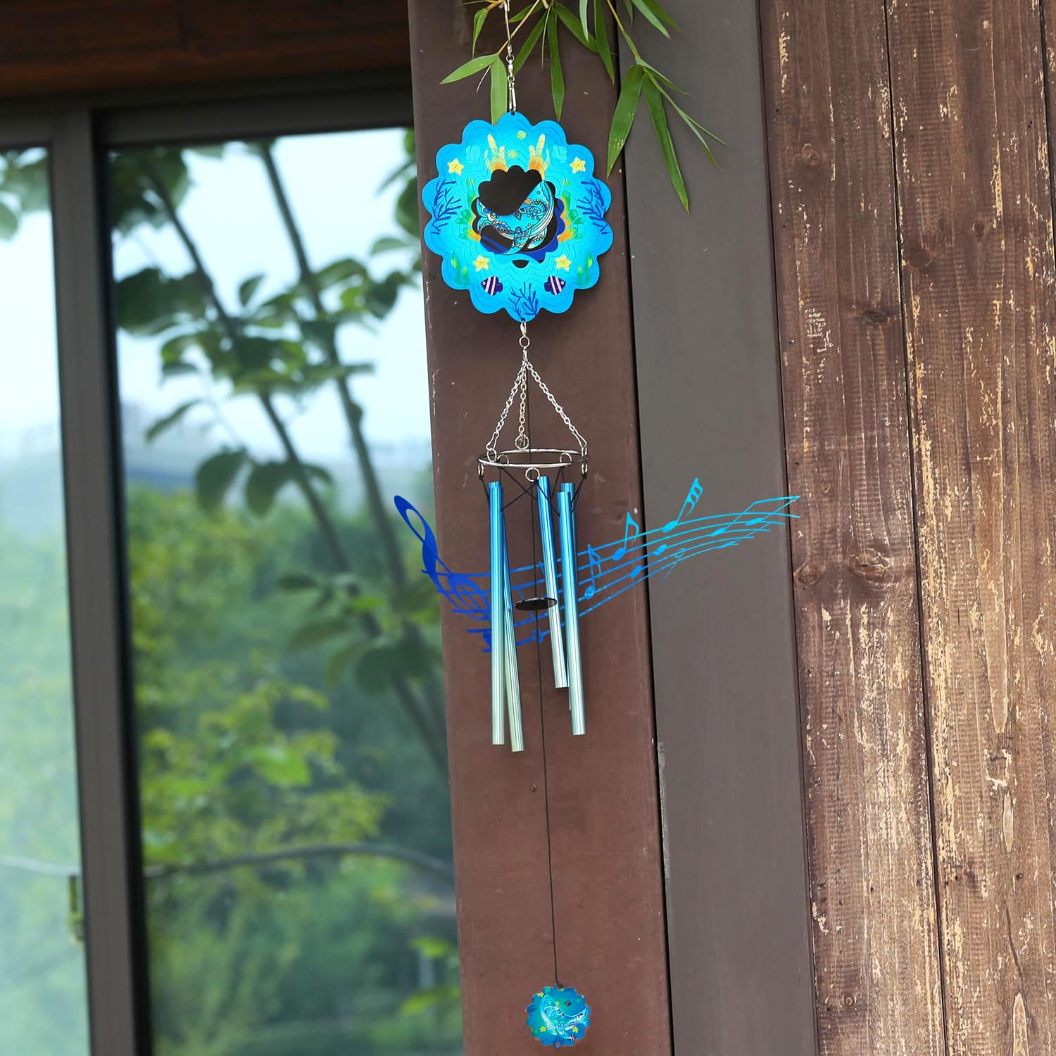 Whale Wind Chimes for Outside with Wind Spinners Outdoor Hanging Decor for Garden Patio Backyard Porch Unique Windchimes Gifts for Women Moms Friends Teachers Retirement,Blue Whale