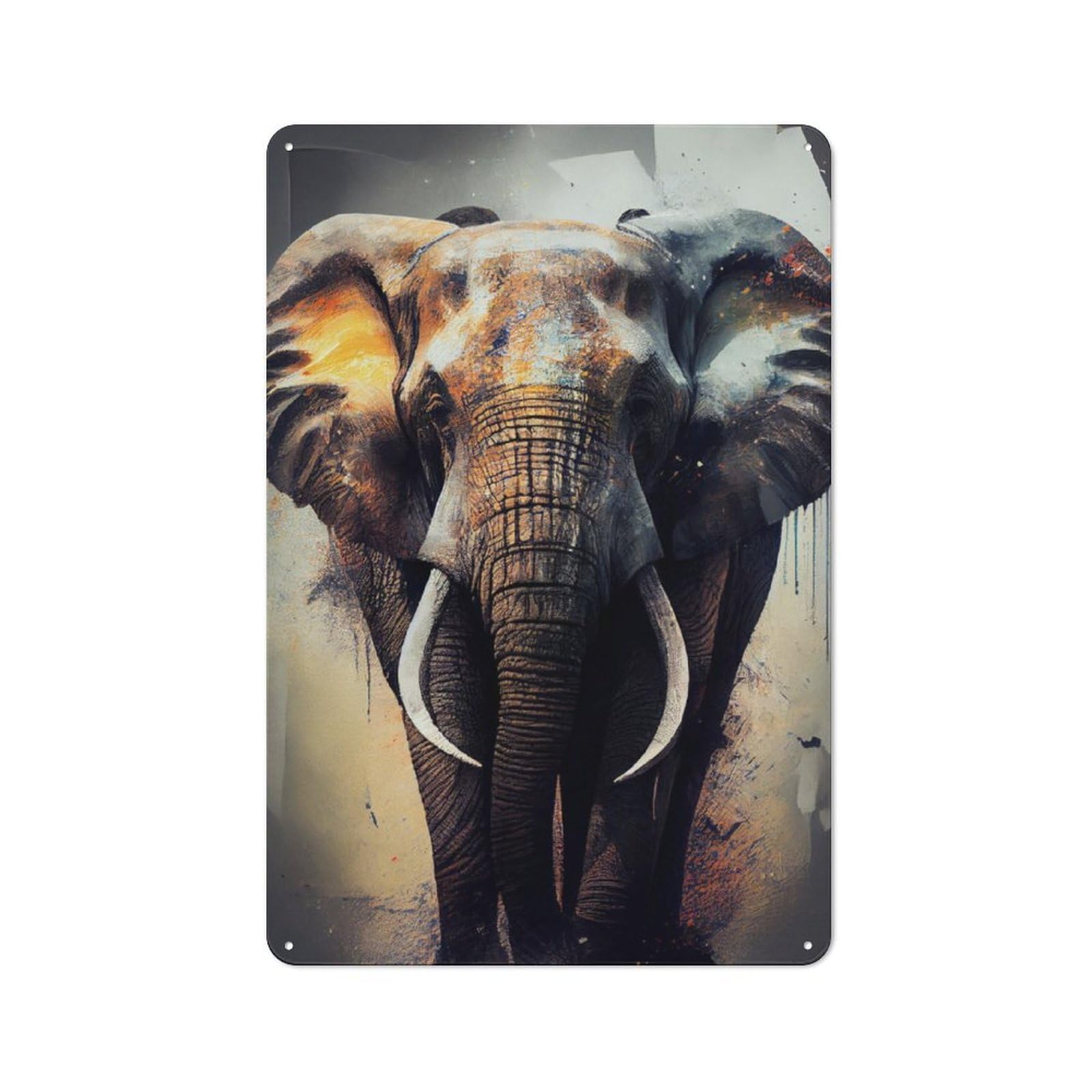 Junmoney Elephant Animal Retro Metal Wall Sign 30X20cm With For Garage Wall, A Decorative Metal Sign For Garages And Workshops
