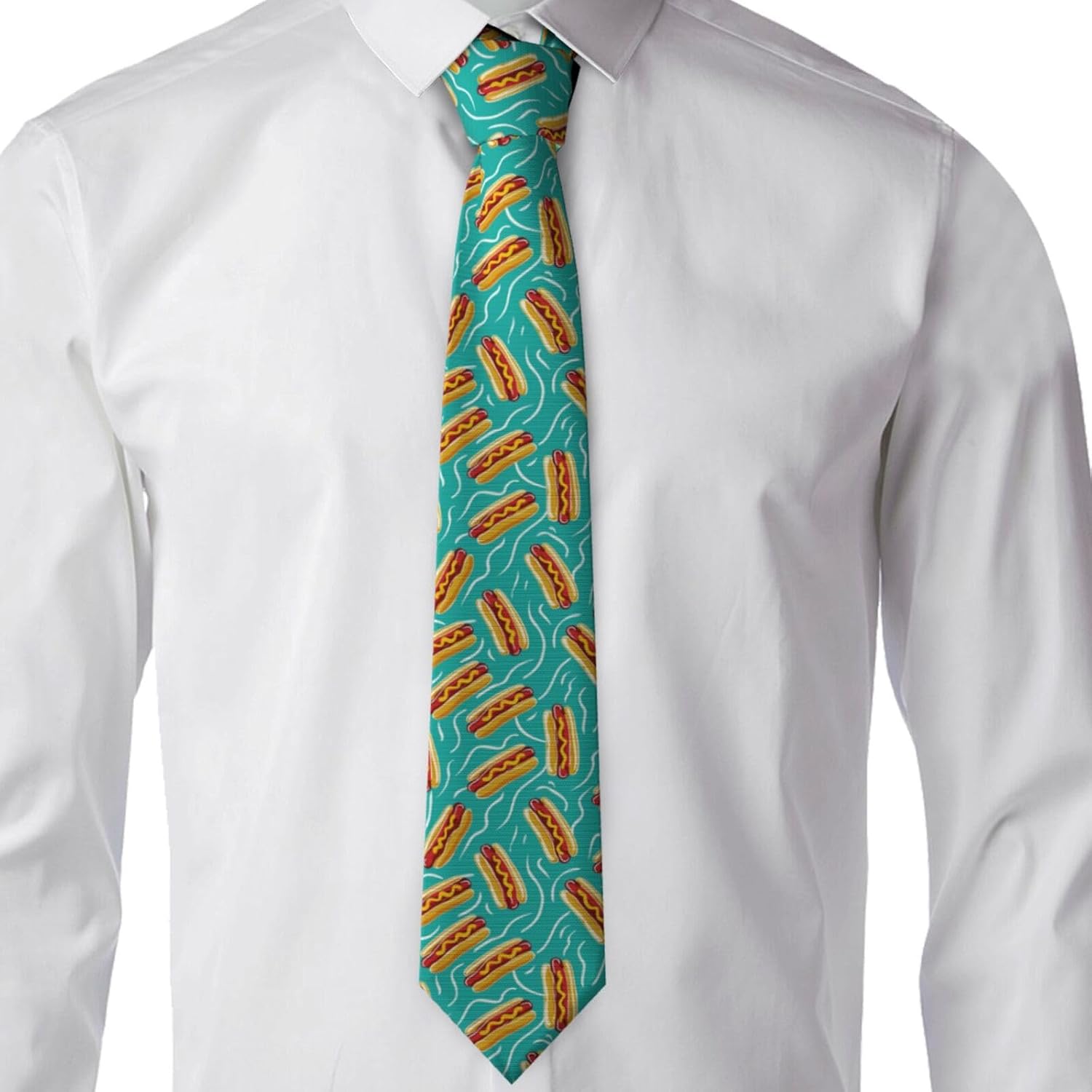 Fast Food Hot Dogs Necktie Funny Novelty Neckties for Men