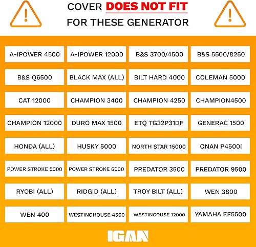 Miniatura 8 de IGAN Cubiertas para generadores mientras funciona para la mayoría de los generadores de 3500w-12000w - Cubiertas de generador ultra resistentes para