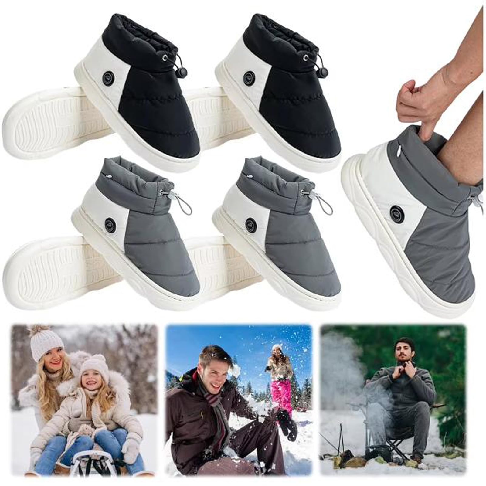 Zapatillas Calefactables USB, Calentador De Pies con Batería De 5 V Y 4000 Mah, Zapatillas Eléctricas con 3 Nivel Zapatos Calefactados para Mantener Los para Mujer Hombre