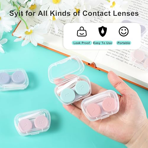 Miniatura 5 de 6 fundas para lentes de contacto con herramienta aplicadora de lentes de contacto, estuche portátil de contacto de viaje para viajes al aire libre,
