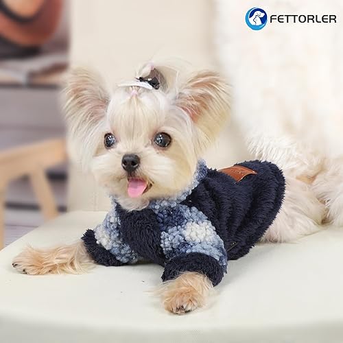 Miniatura 6 de Suéter con capucha para perro con capucha de invierno para perros pequeños, niños y niñas, sudadera de forro polar para mascotas, ropa cálida para