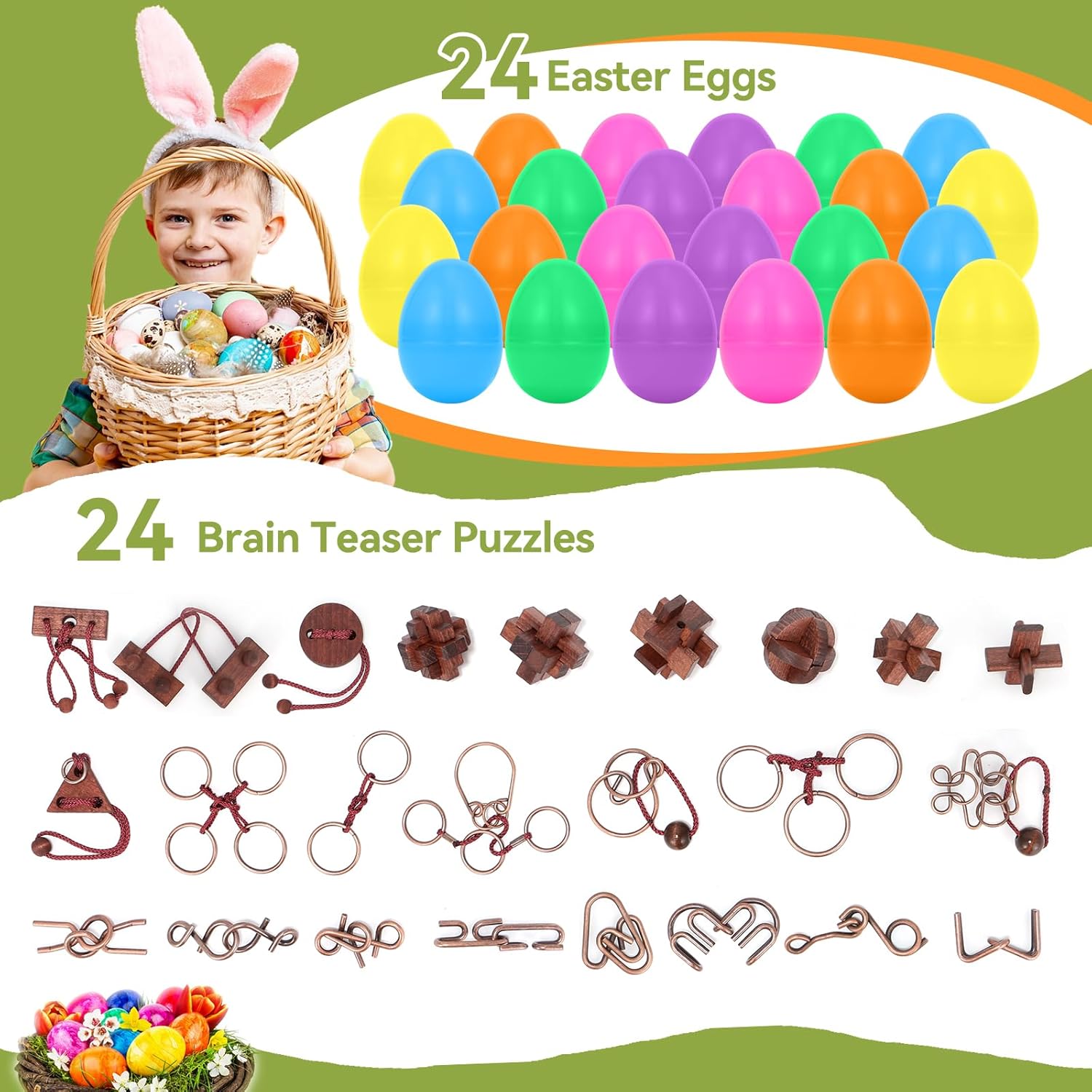 24 Pcs Brain Teaser Puzzles for Adults and Teens - Metal Puzzles 3D Puzzle Game Toys for Adults Teens - Wooden Unlock Interlocking Puzzle Adult IQ Education Smart Toys