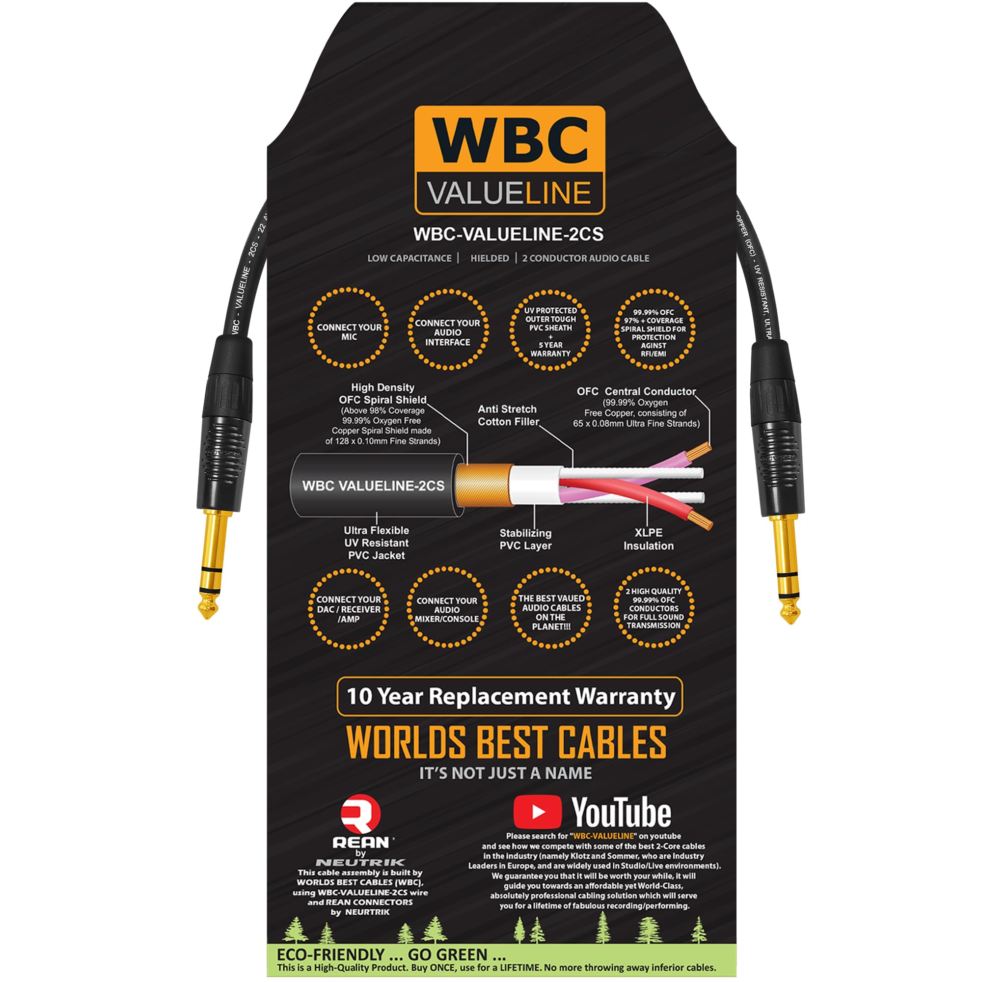 Câbles d'interconnexion flexibles WBC-VALUELINE-2CS TRS 6,35 mm - 7