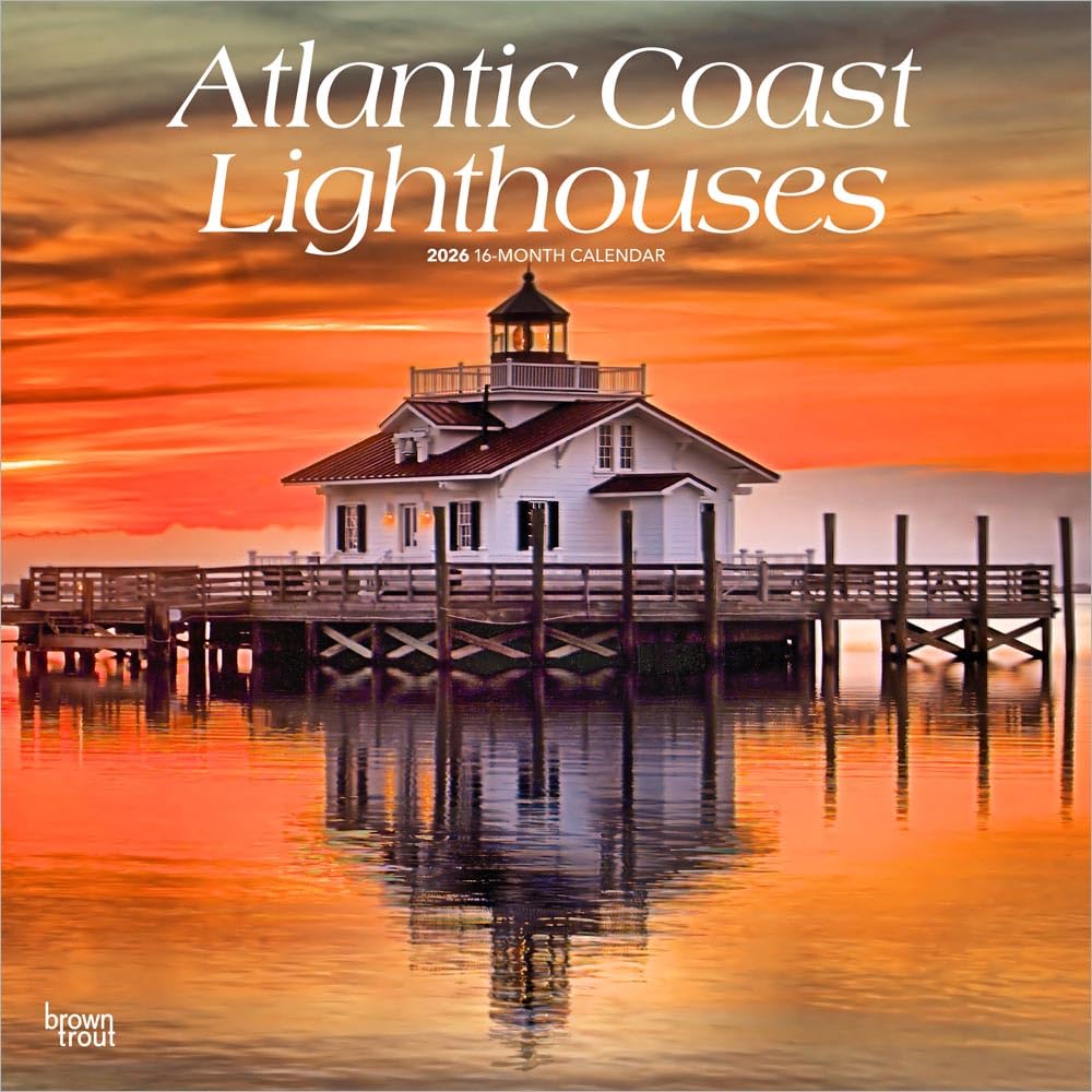 Atlantic Coast Lighthouses | 2026 12 x 24 Inch (Hanging) Monthly Square ...