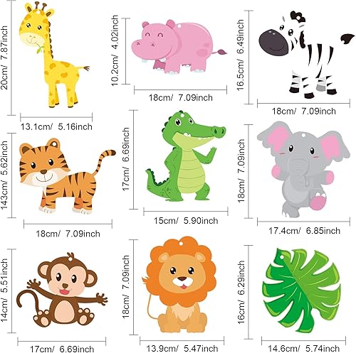 Miniatura 5 de Blulu 30 unidades de animales de safari en la selva, remolinos colgantes de animales de la selva, remolinos de papel de aluminio con temática de