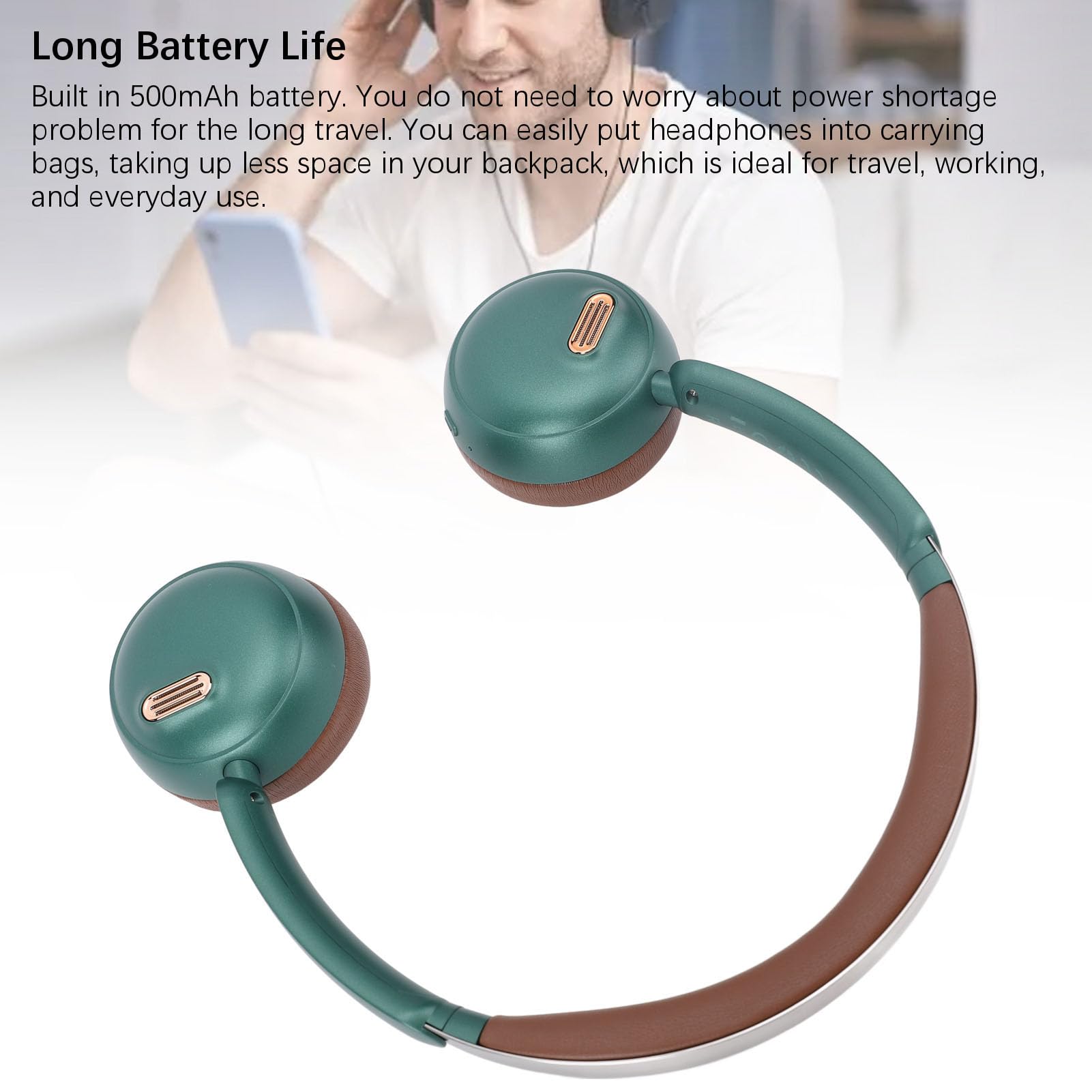 Cuffie Bluetooth 5.4 retrò con Cancellazione del Rumore (Verde)
