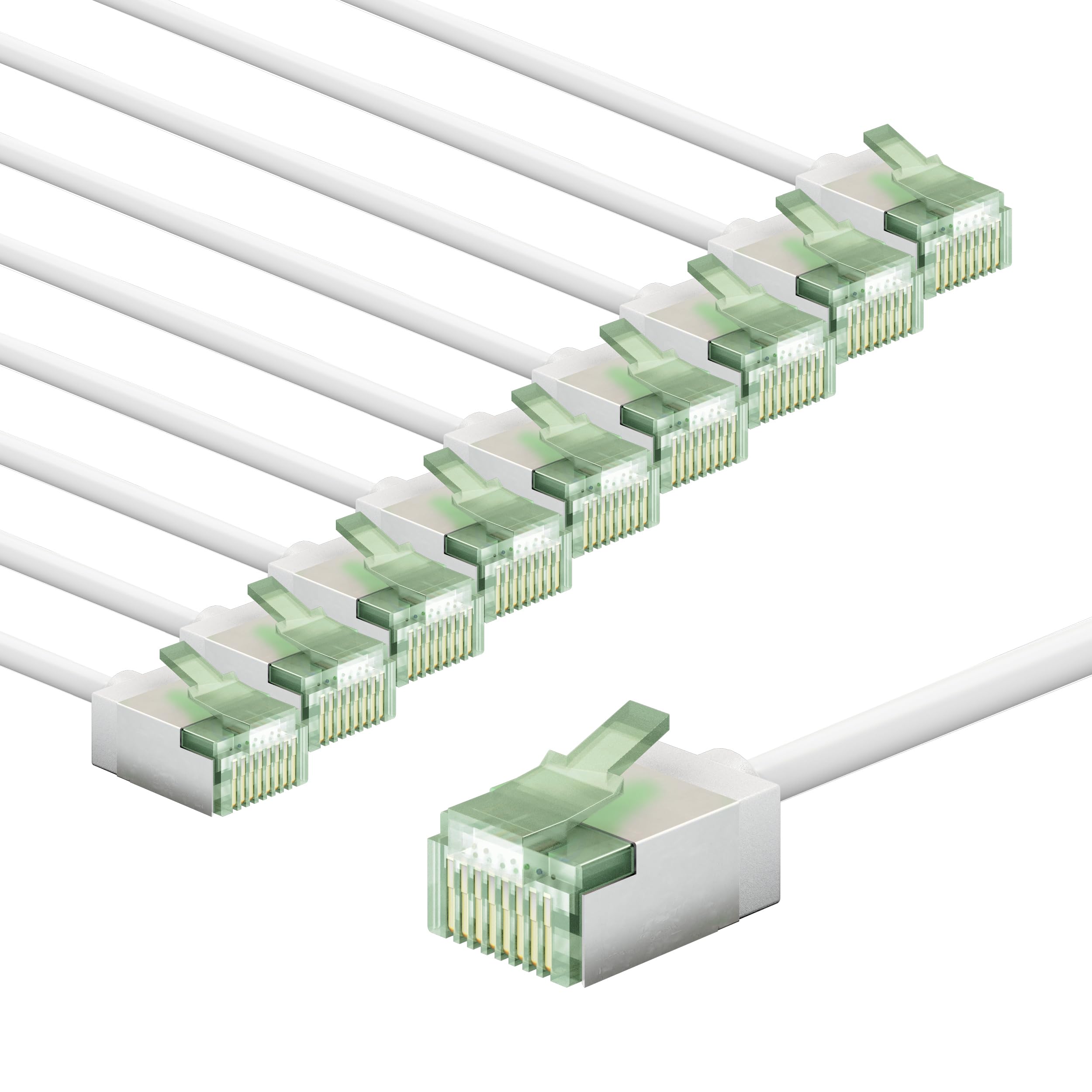 goobay CAT 8.1 network cable in a set of 10/shielded patch cable, super-flexible, U/FTP/CU Ethernet cable, PiMF, LSZH/Cat 8.1 cable with 10Gbits / white / 10x0.25m, 79496