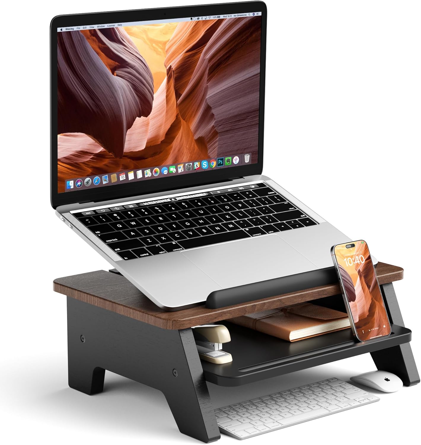 AFOOYO 2-Tier Laptop Stand,Adjustable Riser,Desk Organizer Accessories Ventilated Cooling Ergonomic Computer Holder 10-15.6" Notebook,Desktop Storage Compatible with MacBook,Dell,HP,Lenovo