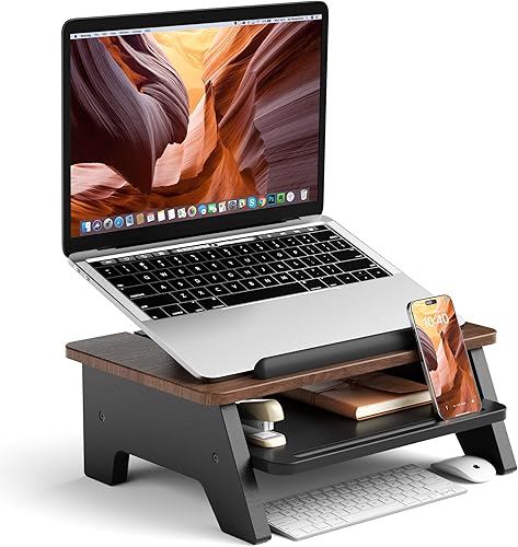 Soporte para laptop de 2 niveles, elevador ajustable, accesorios organizadores de escritorio, refrigeración ventilada, soporte ergonómico para