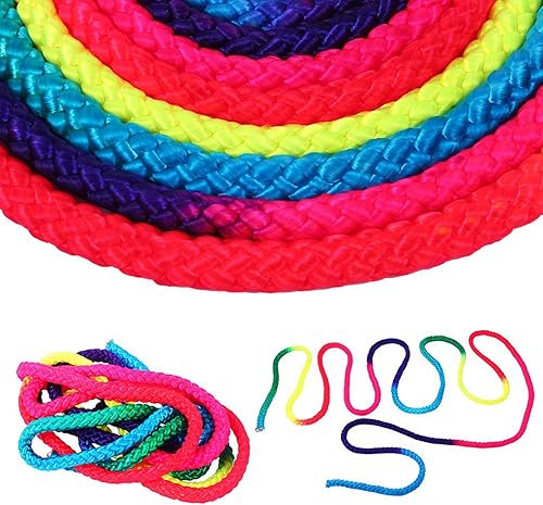 Cuerda de gimnasia artística, cuerda de gimnasia aeróbica y fitness, cuerda de gimnasia rítmica de color arco iris, cuerda de gimnasia sólida para