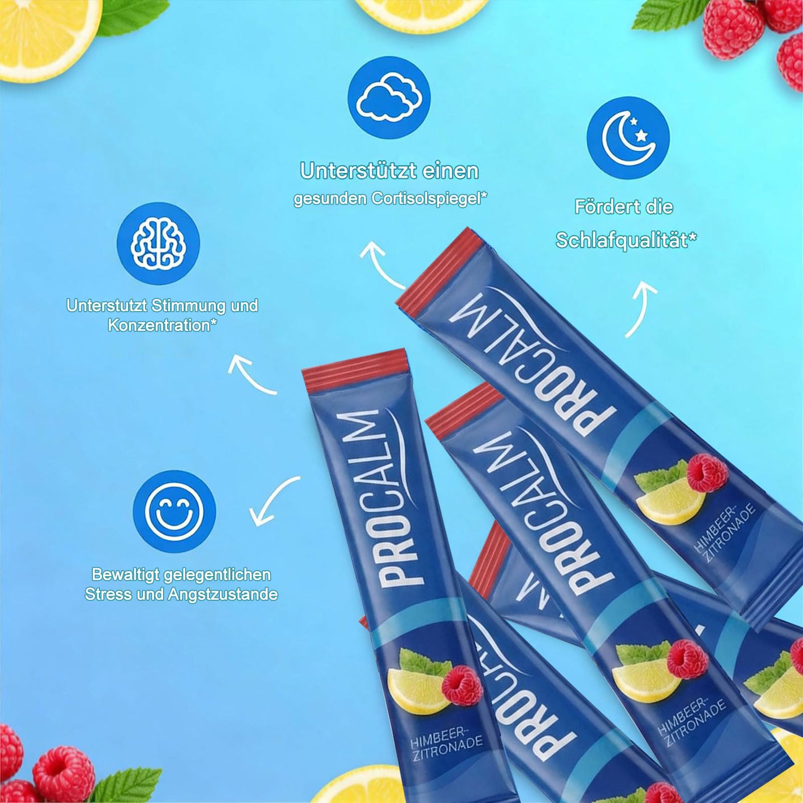 Procalm Cortisol Cocktail Pulver, 20 Stück Cortisol Senken Pulver zum Abnehmen, Cortisol Balance Getränkemix, Konzentration Steigern, Entspannt Bleiben & Stress Natürlich Reduzieren (1)