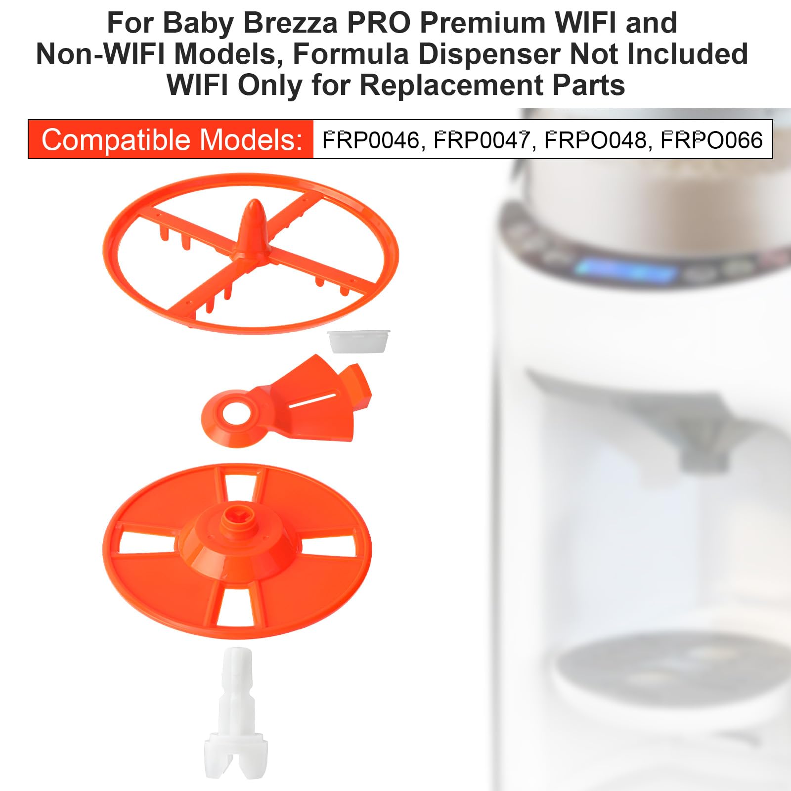 5stk Ersatzteilset für Baby Brezza Formula Pro Advanced & WiFi Modelle FRP0046 FRP0047 FRP0048 FRP0066, Inklusive Gummischaber, Rührrad, Verriegelungsdeckel, Messrad und Achse
